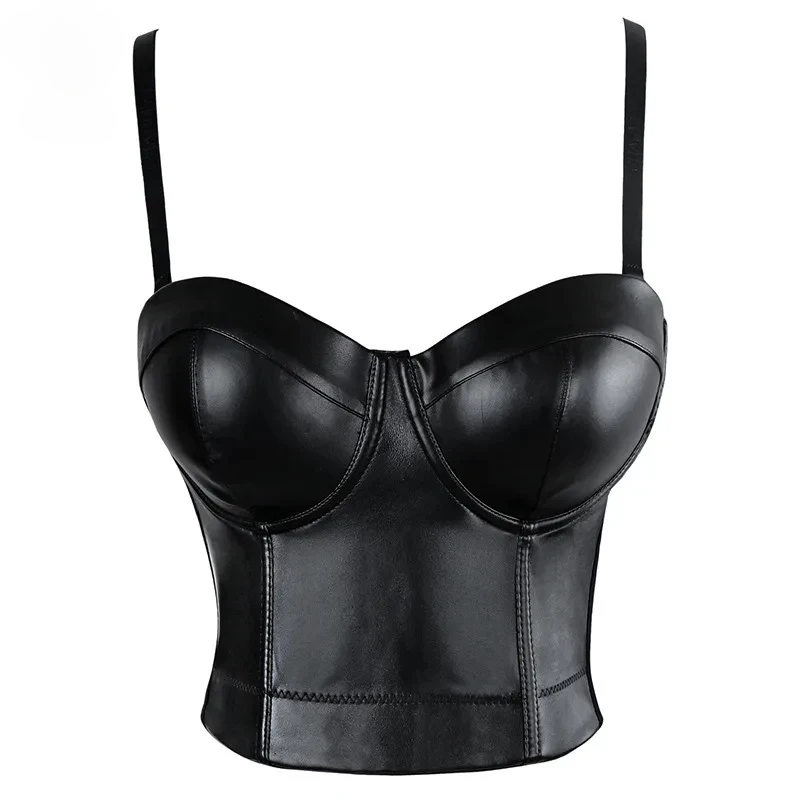 Corset Soutien-Gorge Gothique Noir-Similicuir – Image 2