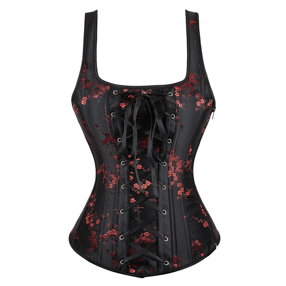 Corset Gothique Noir et Rouge à Bretelles – Image 2