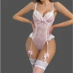 Body Corset Rose à Porte-Jarretelles