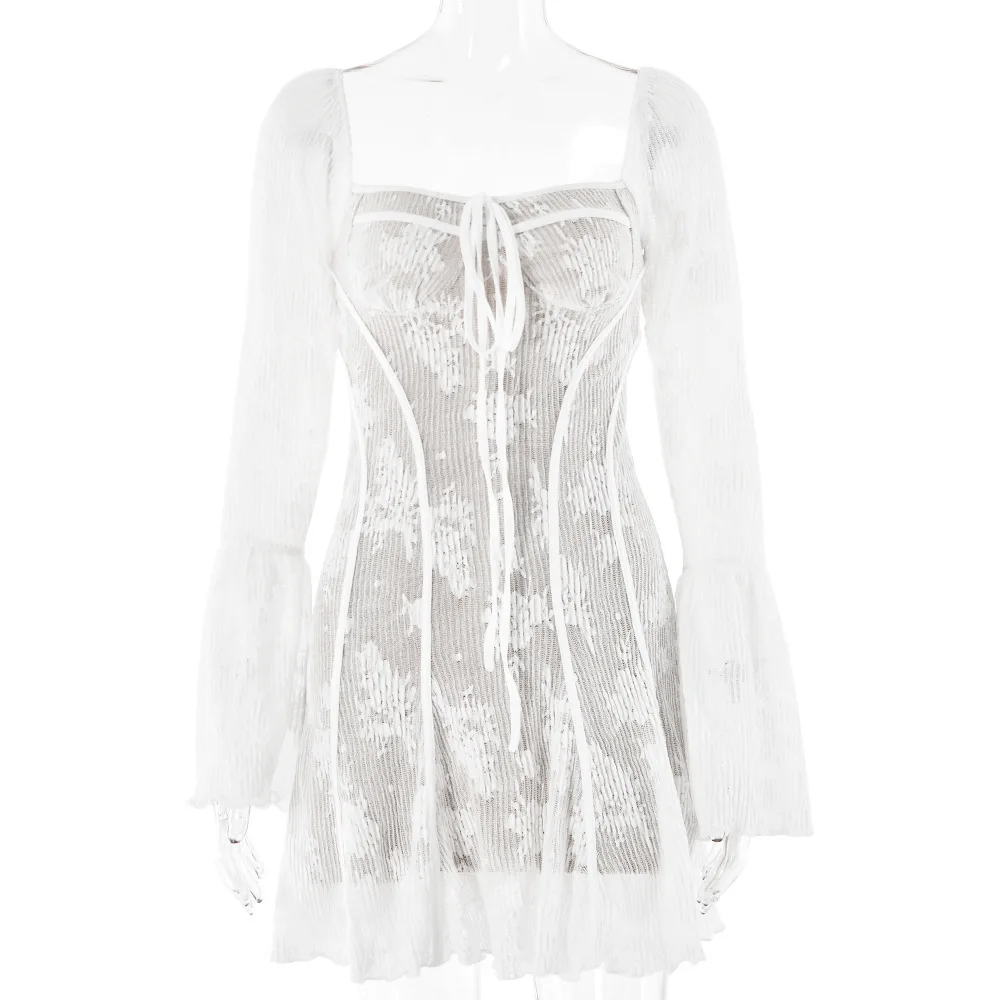 Robe Bustier Mini Dentelle Beige effet Corset – Image 2