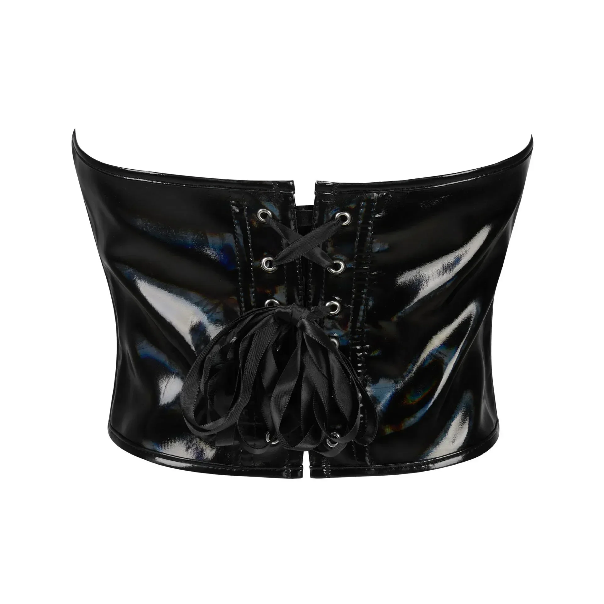 Corset Bustier Gothique Noir effet Latex – Image 3