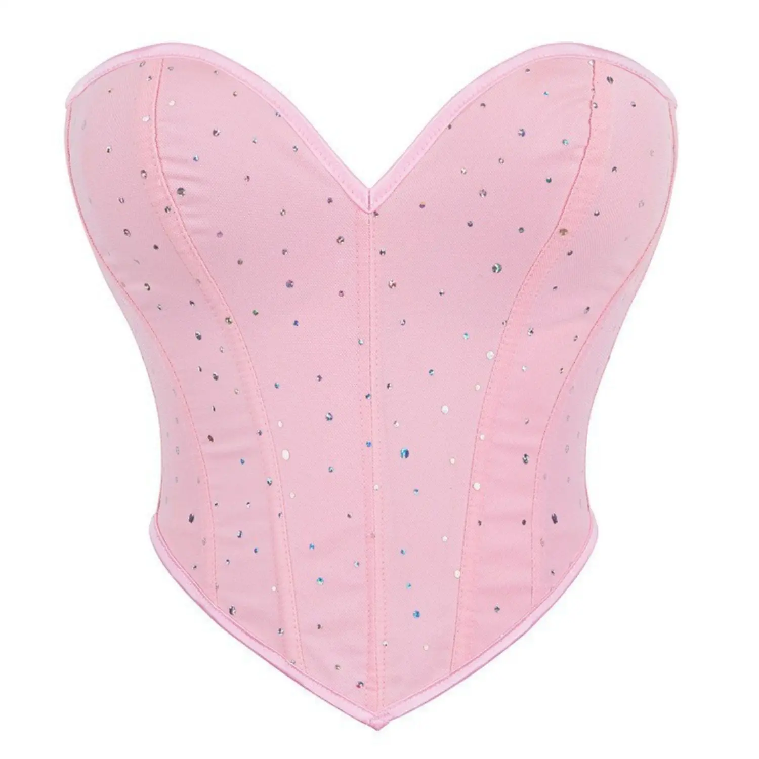 Corset Bustier Rose à Strass Coupe Cœur – Image 2