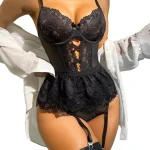 Bustier Guêpière en Dentelle Noire
