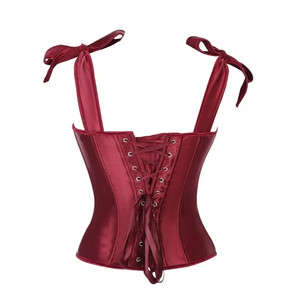 Corset Bustier Gothique Bordeaux Satiné – Image 3