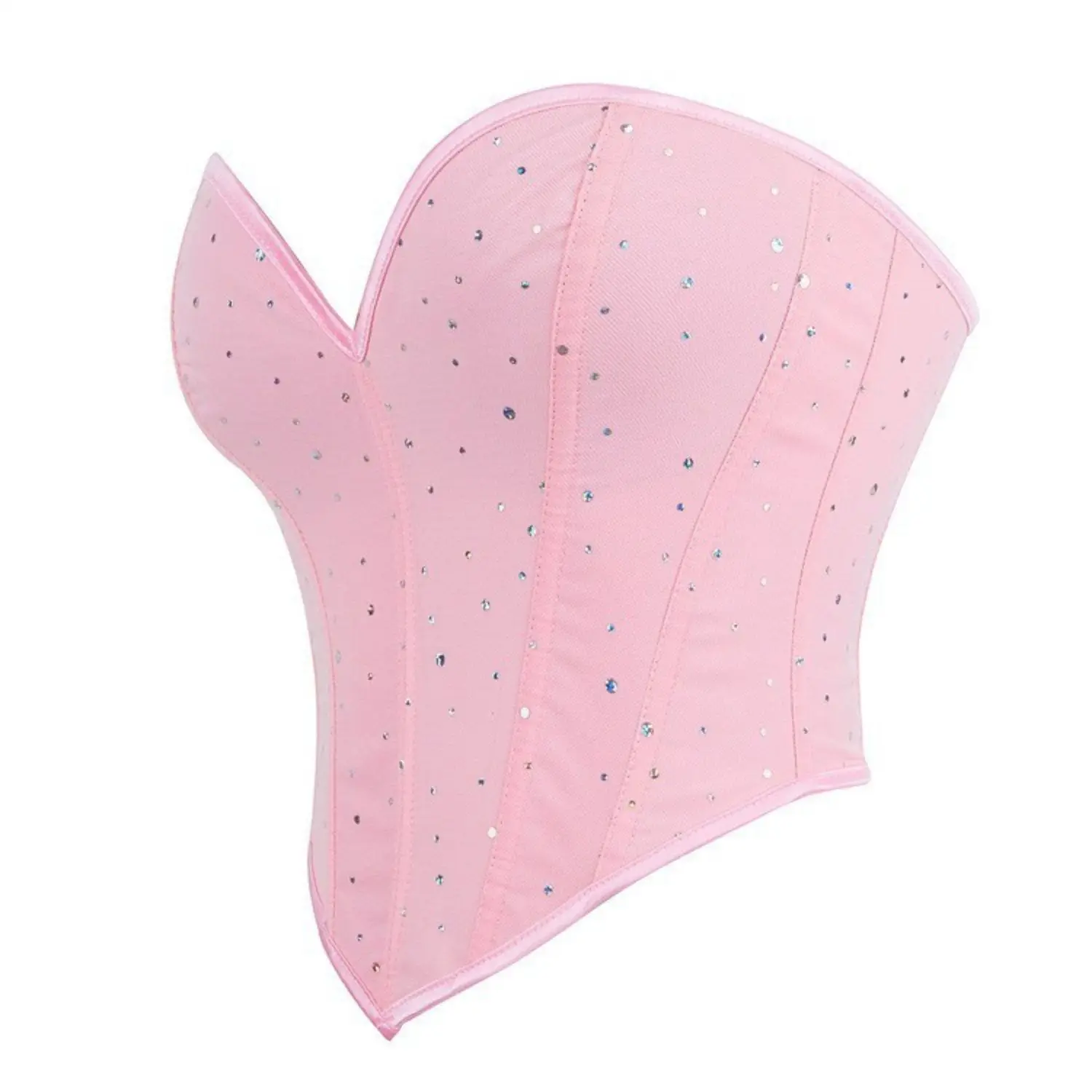 Corset Bustier Rose à Strass Coupe Cœur – Image 4