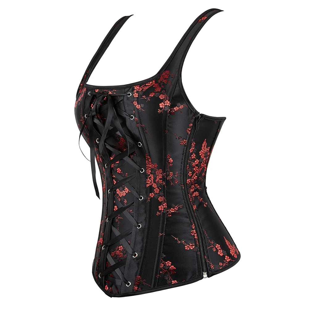 Corset Gothique Noir et Rouge à Bretelles – Image 4