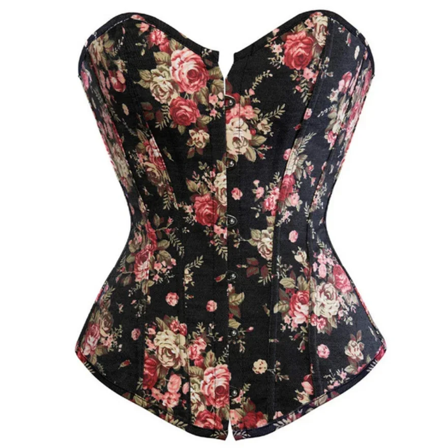 Corset Bustier style Jean Noir Fleuri – Image 2