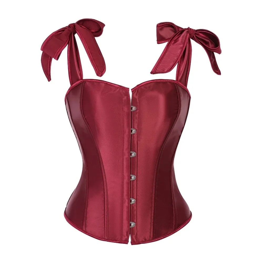 Corset Bustier Gothique Bordeaux Satiné – Image 2