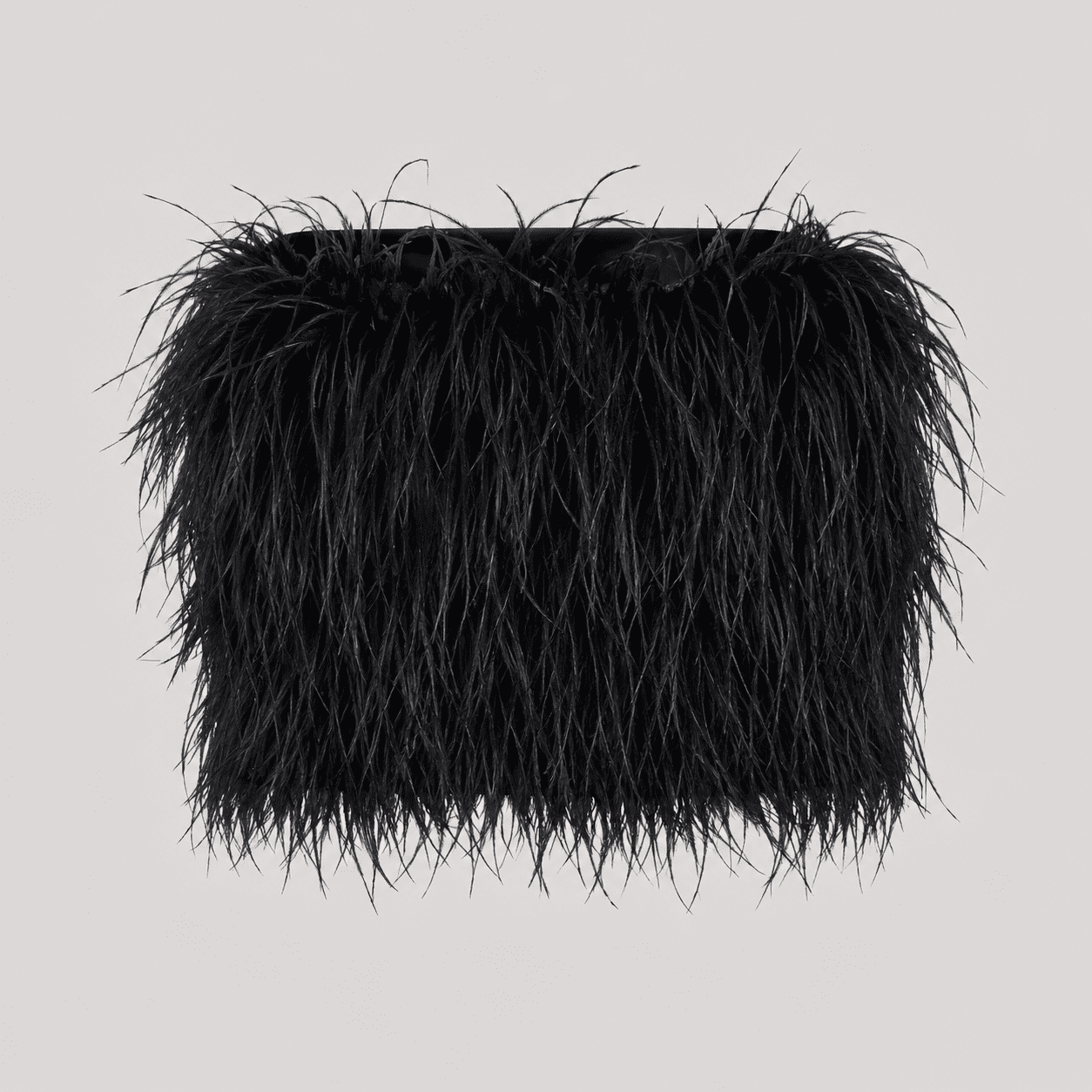 Bustier Bandeau Noir à Plumes Style Autruche – Image 2