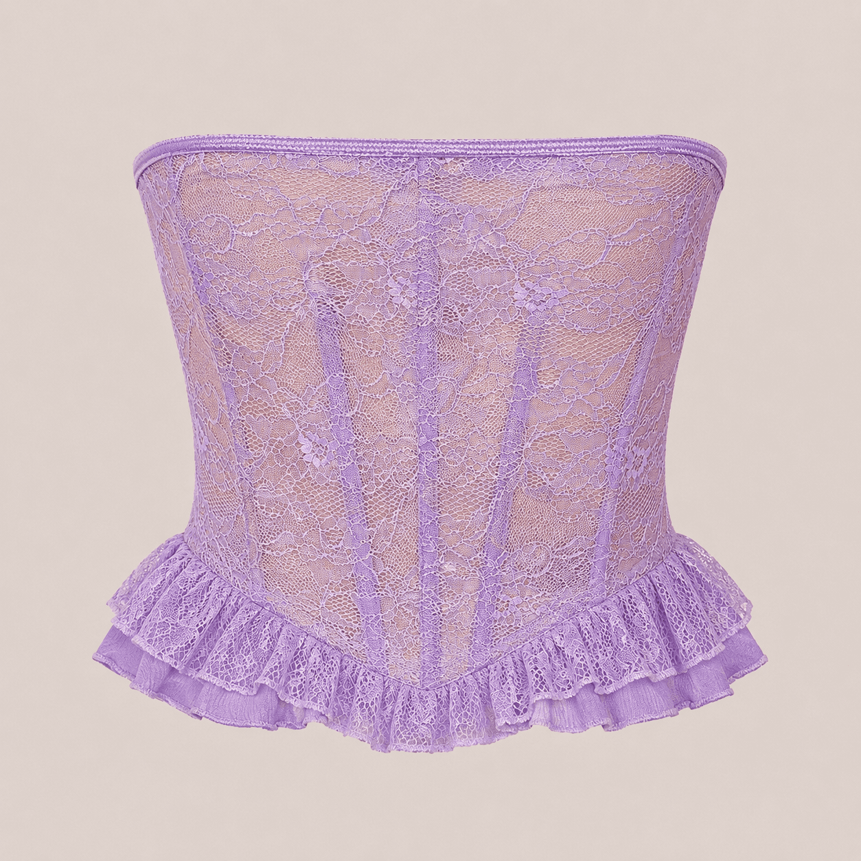 Bustier Corset en Dentelle Lilas et Fleuri 3D – Image 3