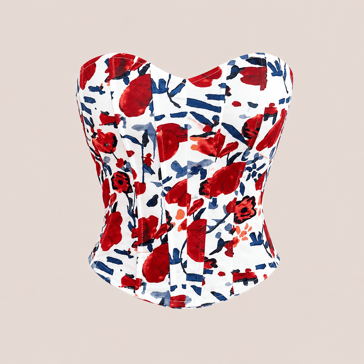 Bustier Corset Fleuri imprimé Coquelicots – Image 3