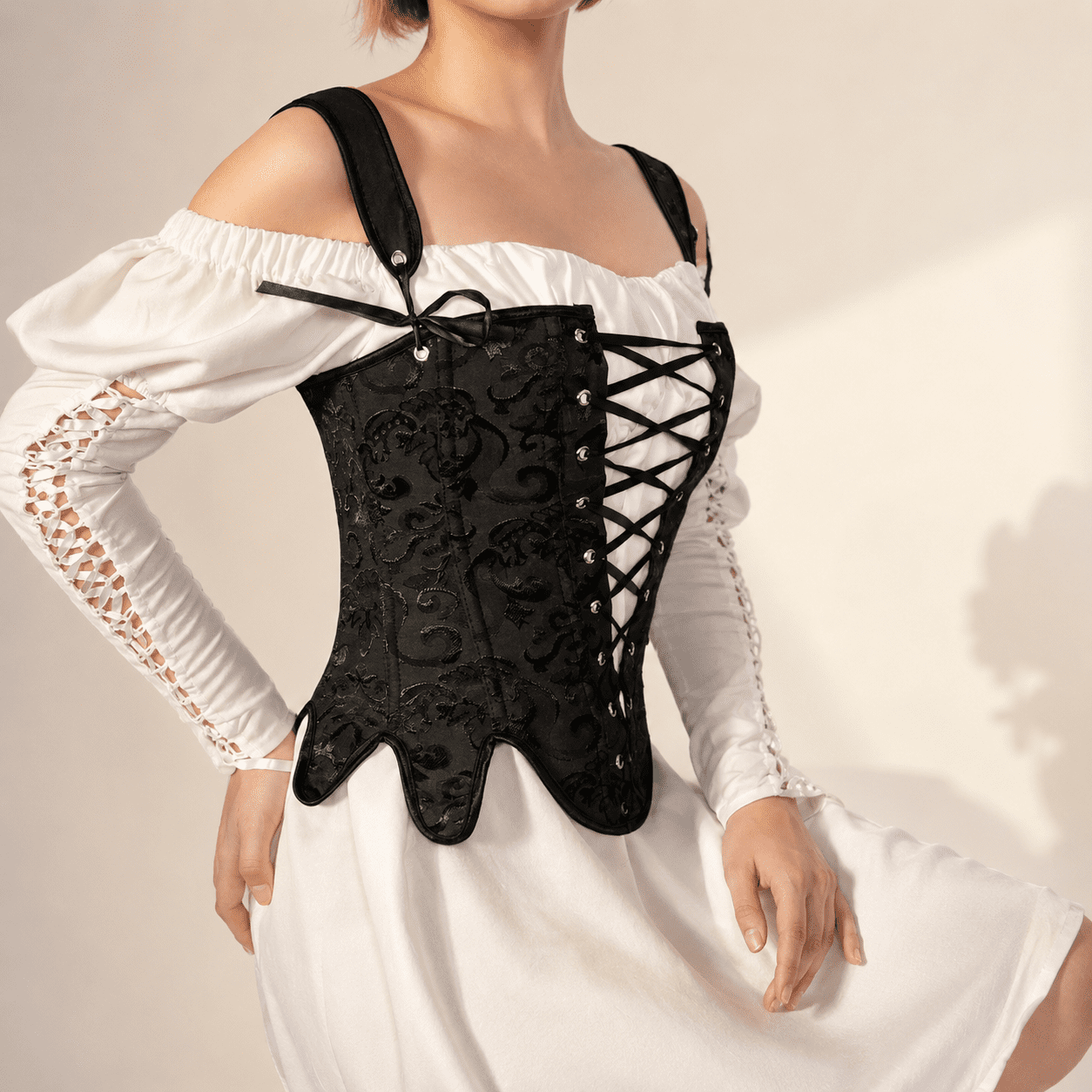 Bustier Corset Gothique Renaissance Noir – Image 4