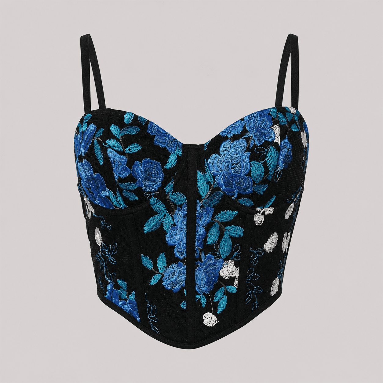 Bustier Corseté Noir Fleuri Brodé Chic – Image 2