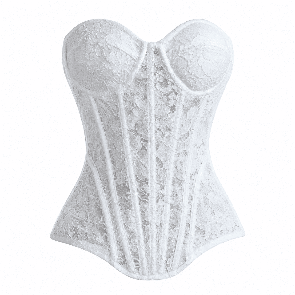 Corset Blanc en Dentelle à Baleines d'Acier – Image 2