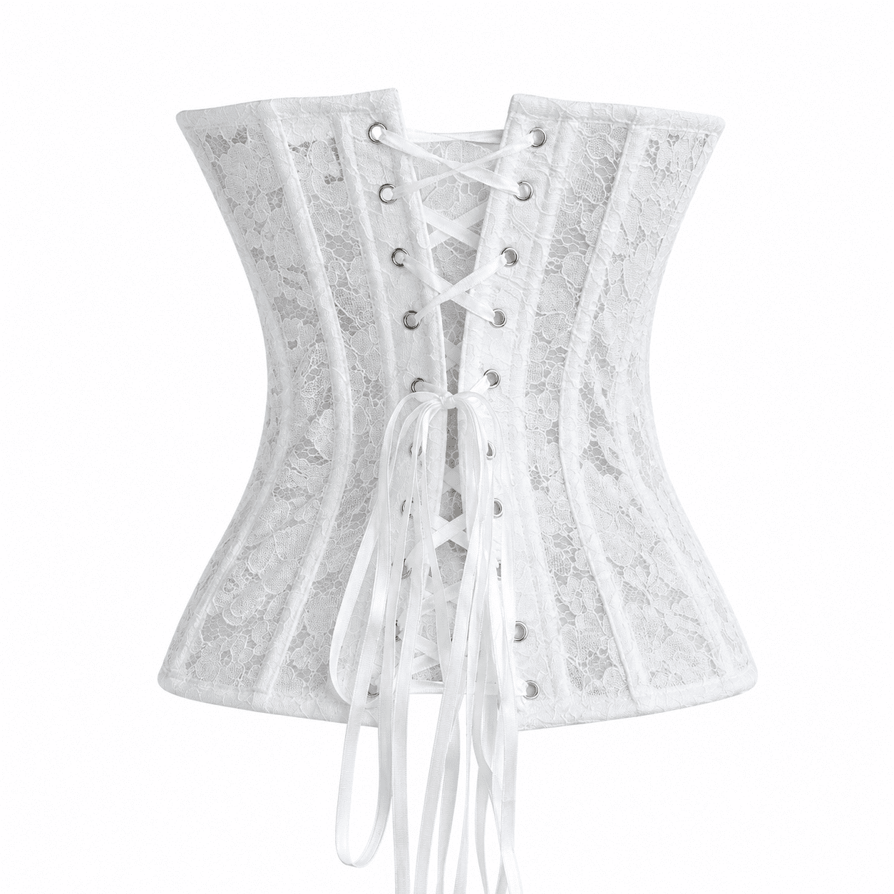 Corset Blanc en Dentelle à Baleines d'Acier – Image 3