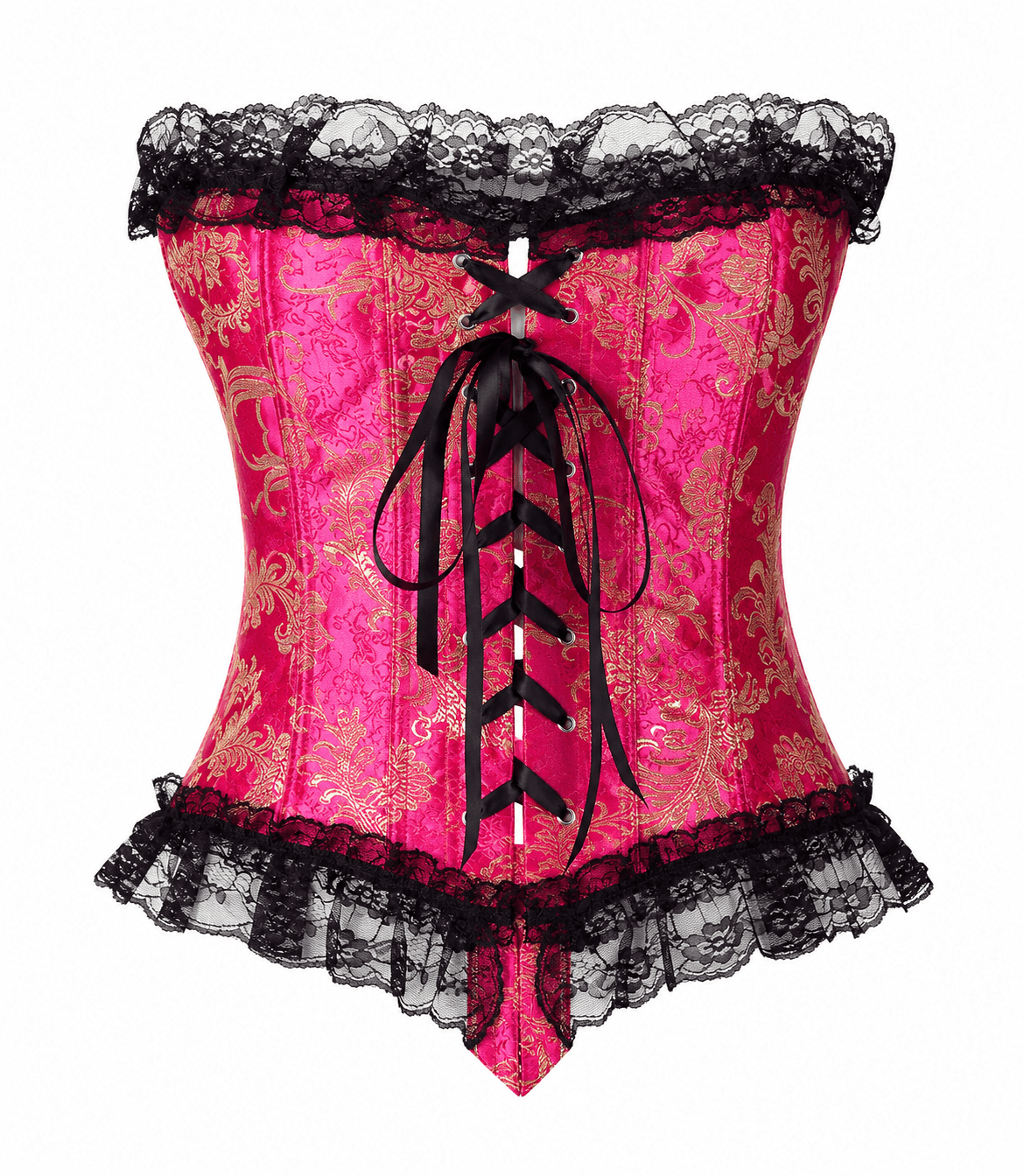 Corset Bustier Rose et Doré Néo-Victorien – Image 3