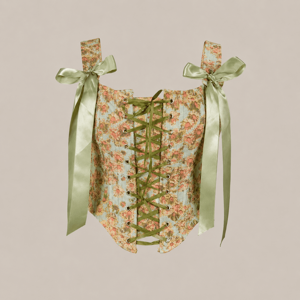 Corset Cottagecore Bustier Vintage Vert – Image 2
