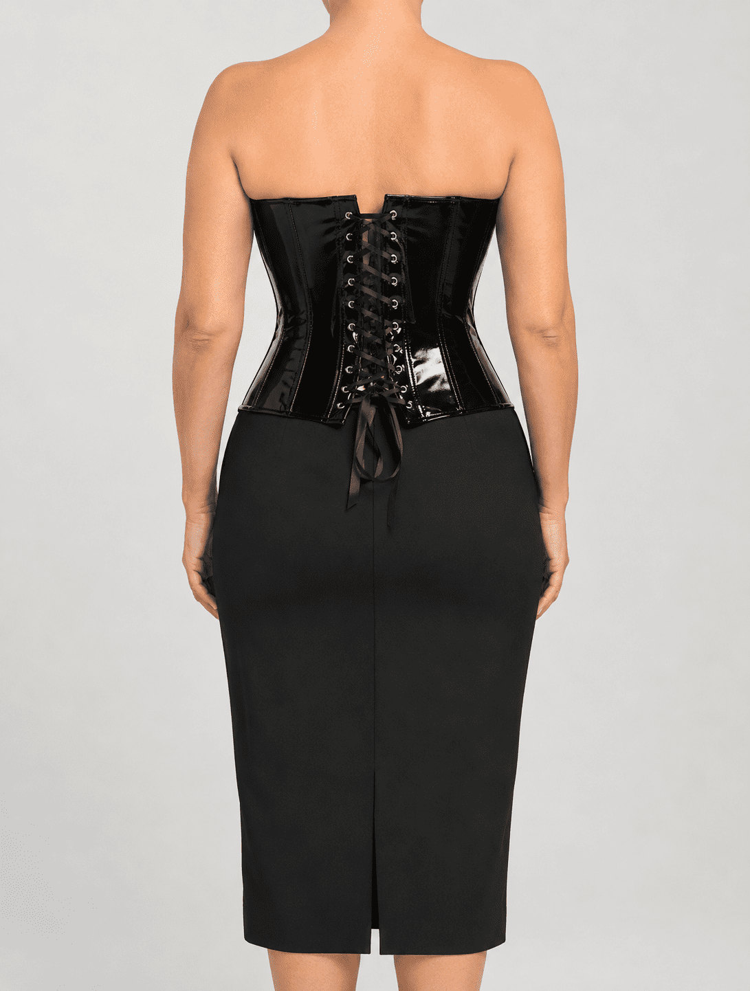 Corset Gothique Noir effet Latex et Métal – Image 3