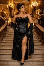 Corset Noir Plumes de Paon Grande Taille