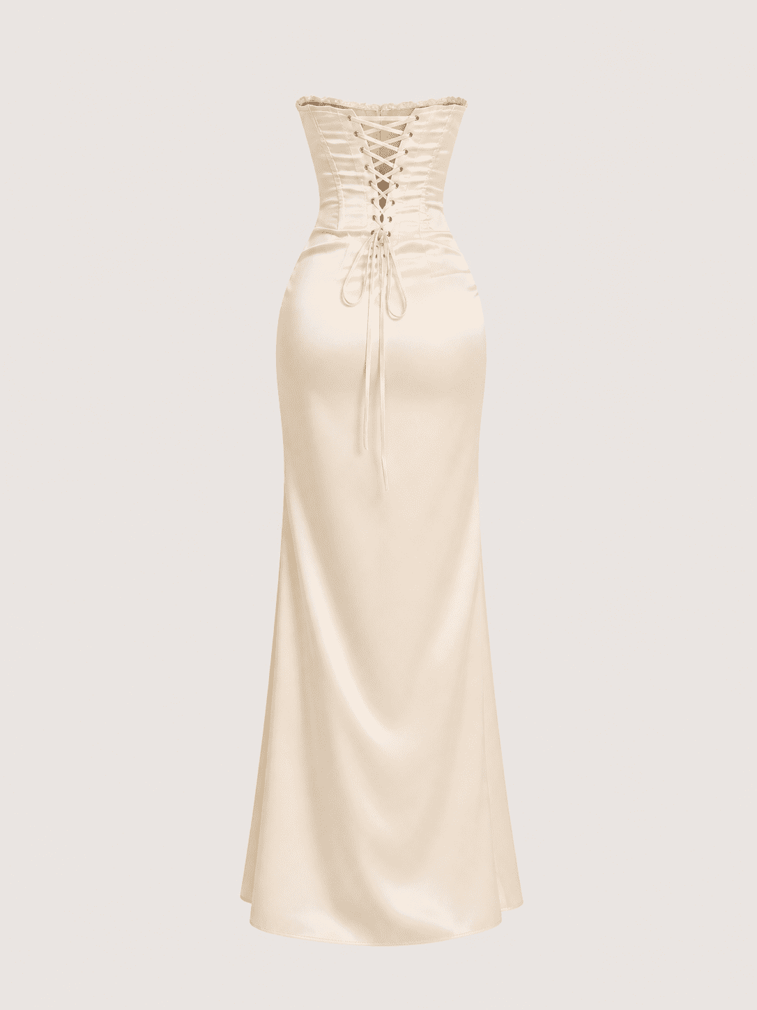 robe bustier blanc casse longue satinee de dos corset paris