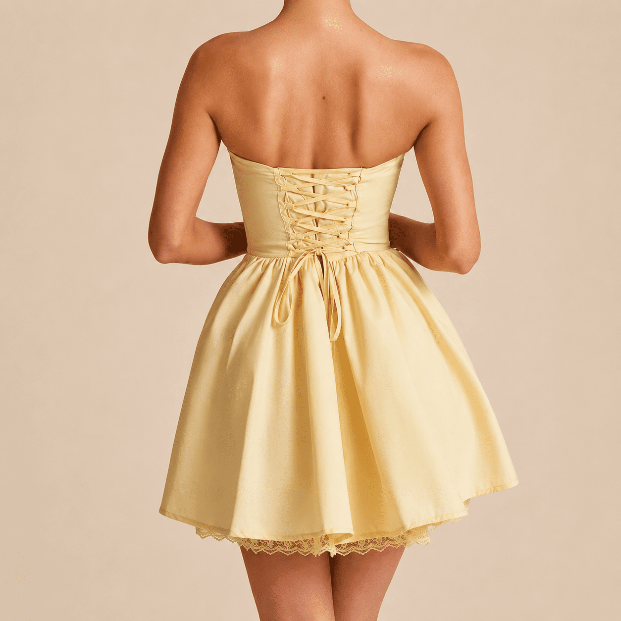 Robe Corset Bustier Jaune Pastel Courte – Image 3