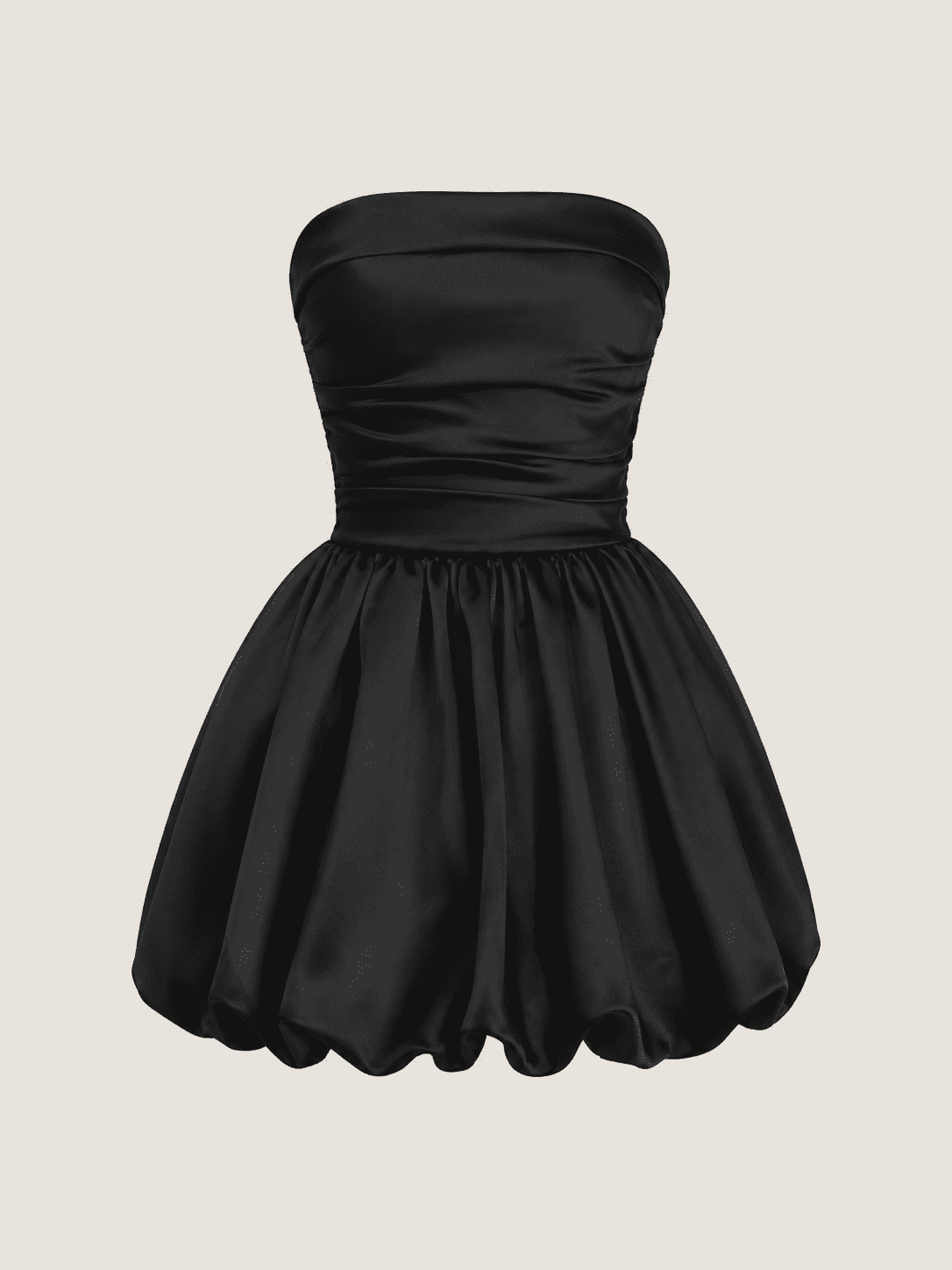 Robe Bustier Mini Drapée Satinée Noire – Image 2