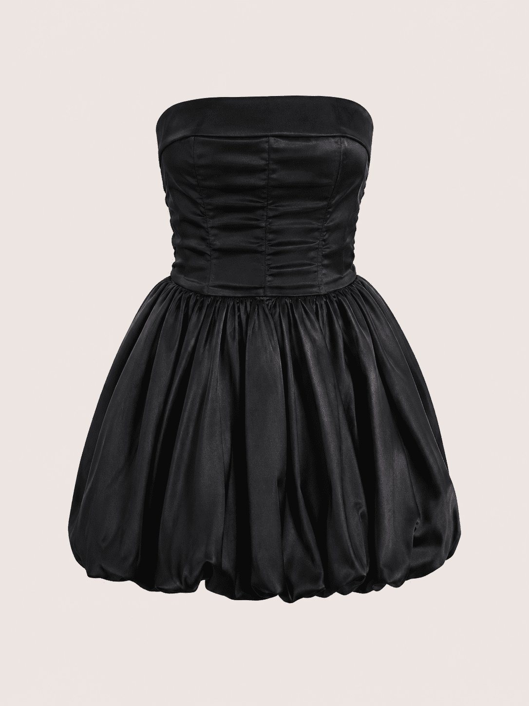 Robe Bustier Mini Drapée Satinée Noire – Image 3