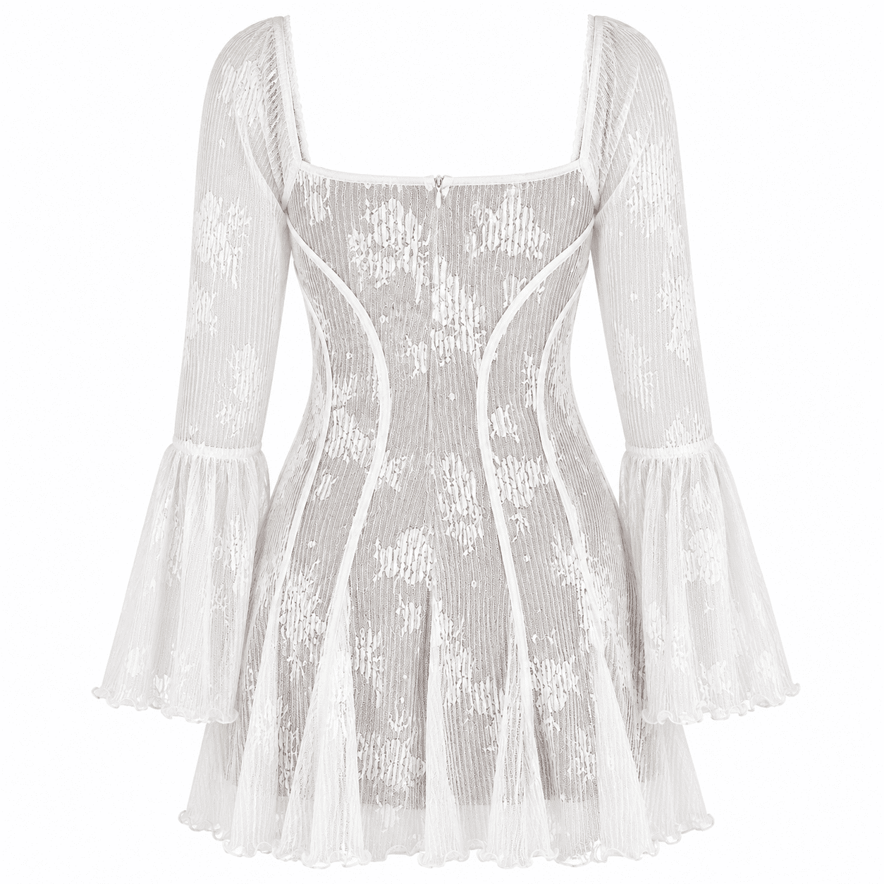 Robe Bustier Mini Dentelle Beige effet Corset – Image 5