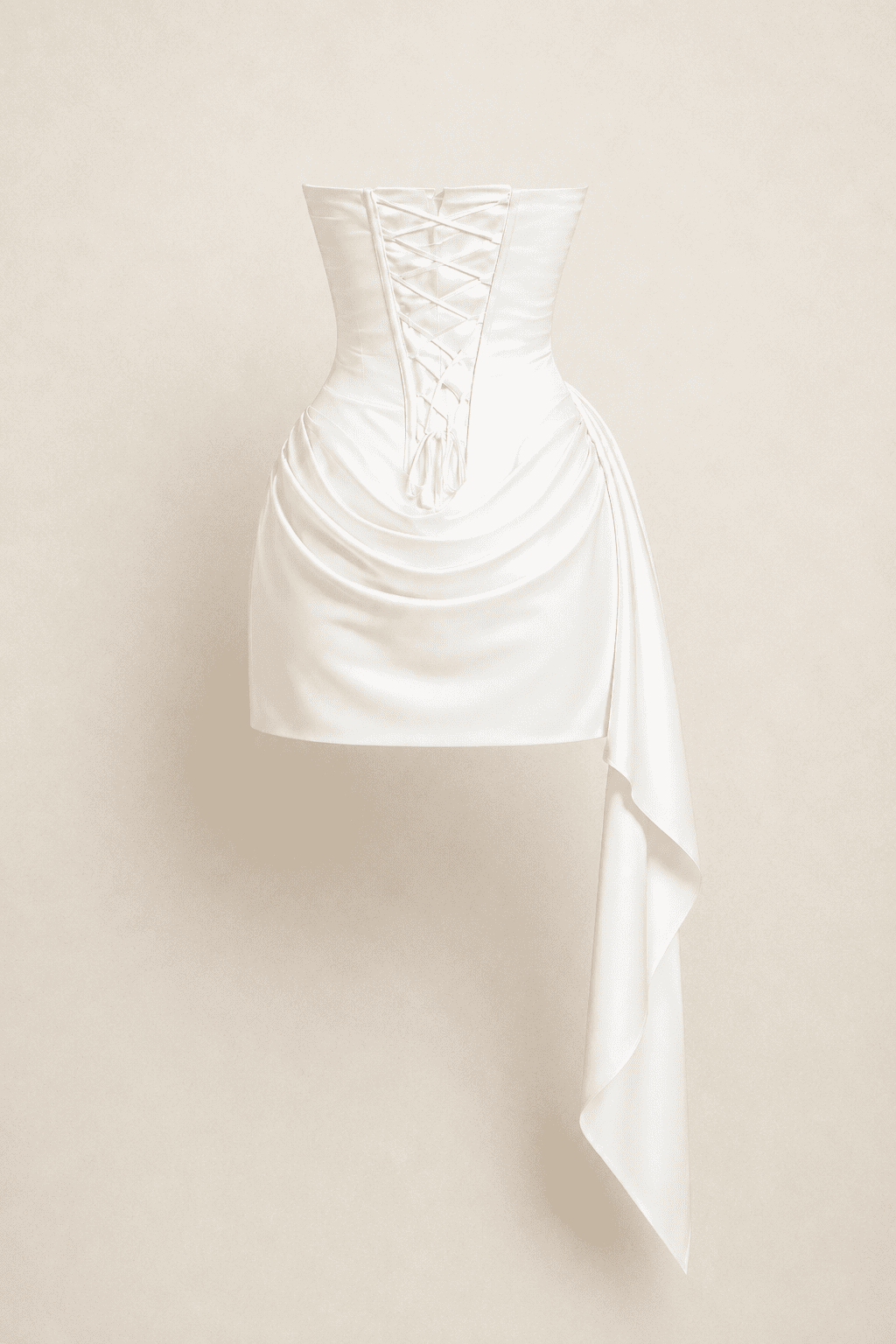 Robe Corset Blanche Drapée Asymétrique Courte – Image 5