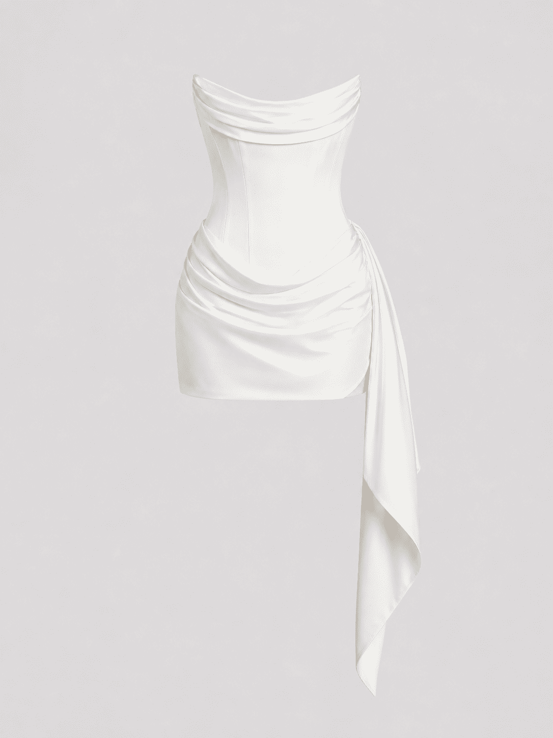 Robe Corset Blanche Drapée Asymétrique Courte – Image 4