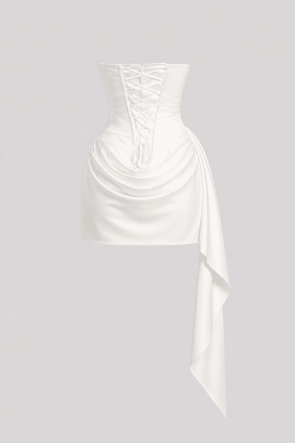 Robe Corset Blanche Drapée Asymétrique Courte – Image 5