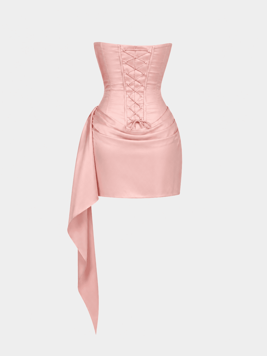 Robe Corset Rose Drapée Asymétrique Courte – Image 4