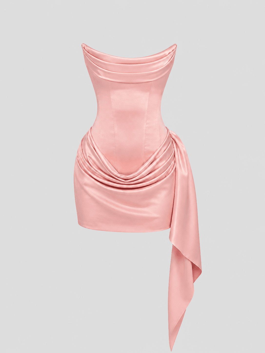Robe Corset Rose Drapée Asymétrique Courte – Image 3