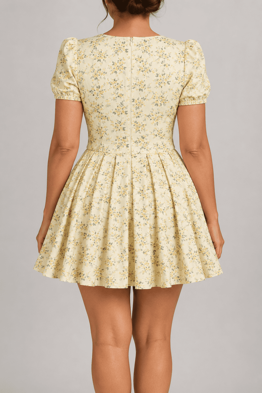 Robe Patineuse Fleurie Jaune Style Corset – Image 3