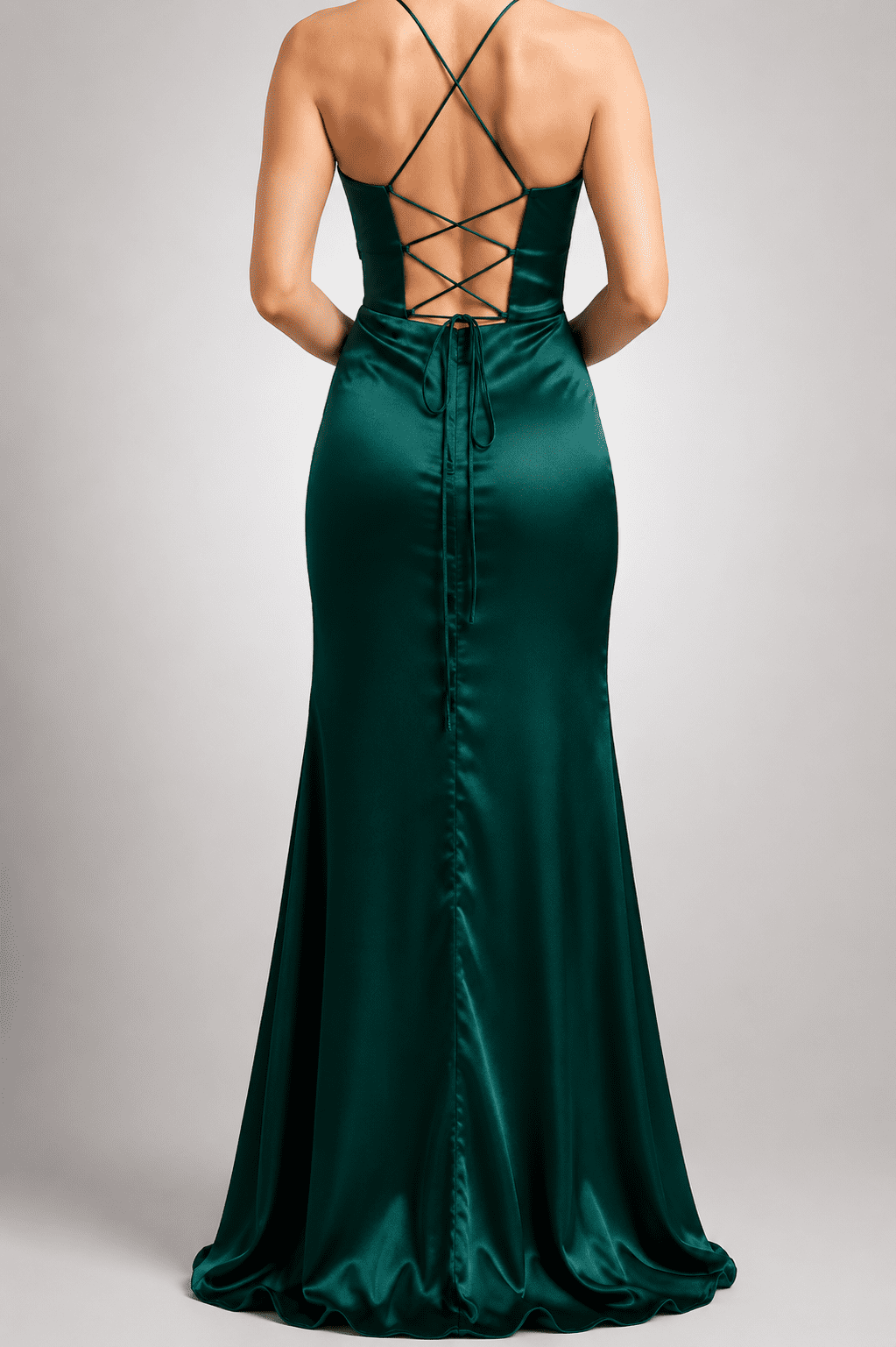 Robe Longue Sirène Style Corset Émeraude – Image 3