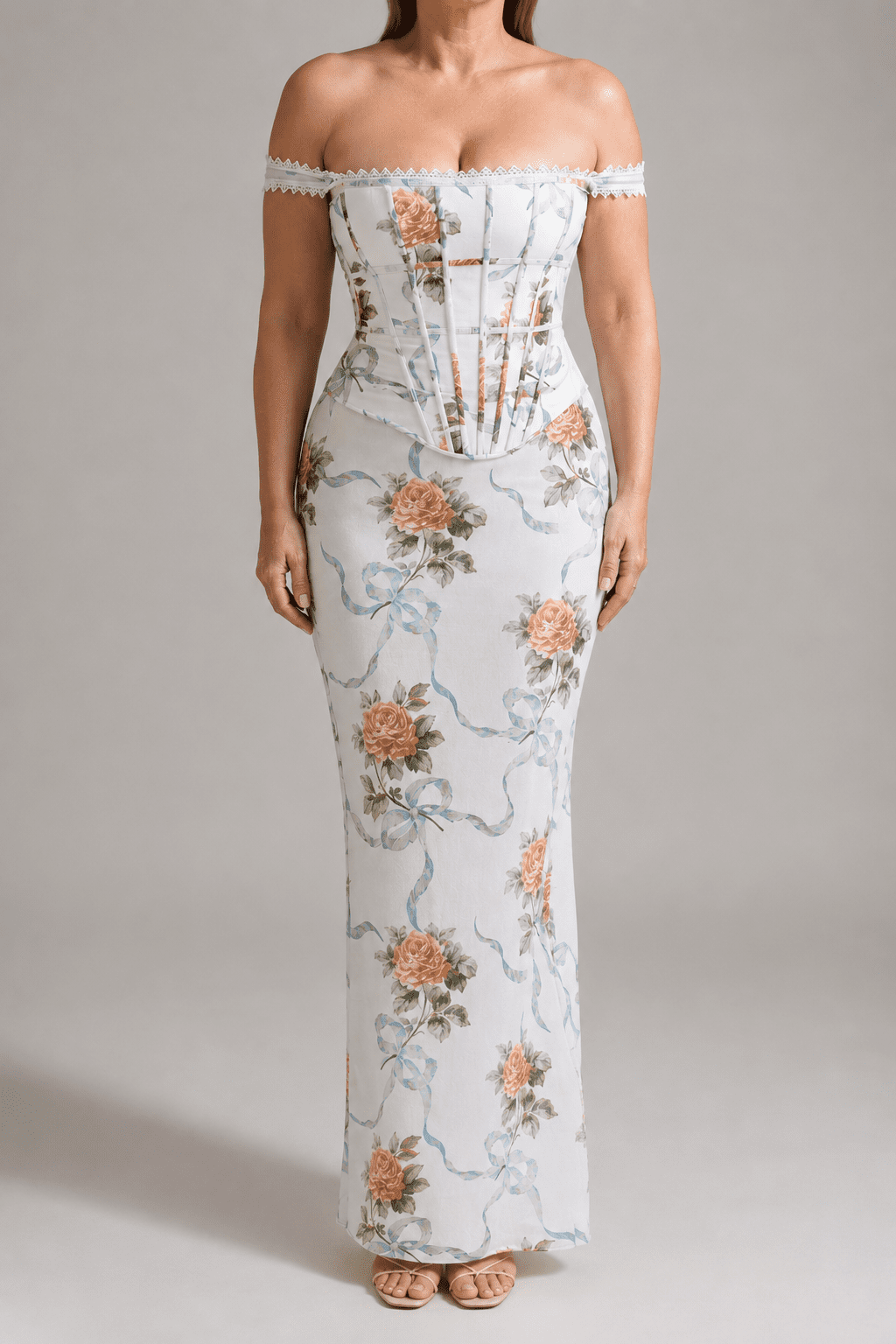 Robe Longue de Soirée Corsetée-Imprimé Floral – Image 2
