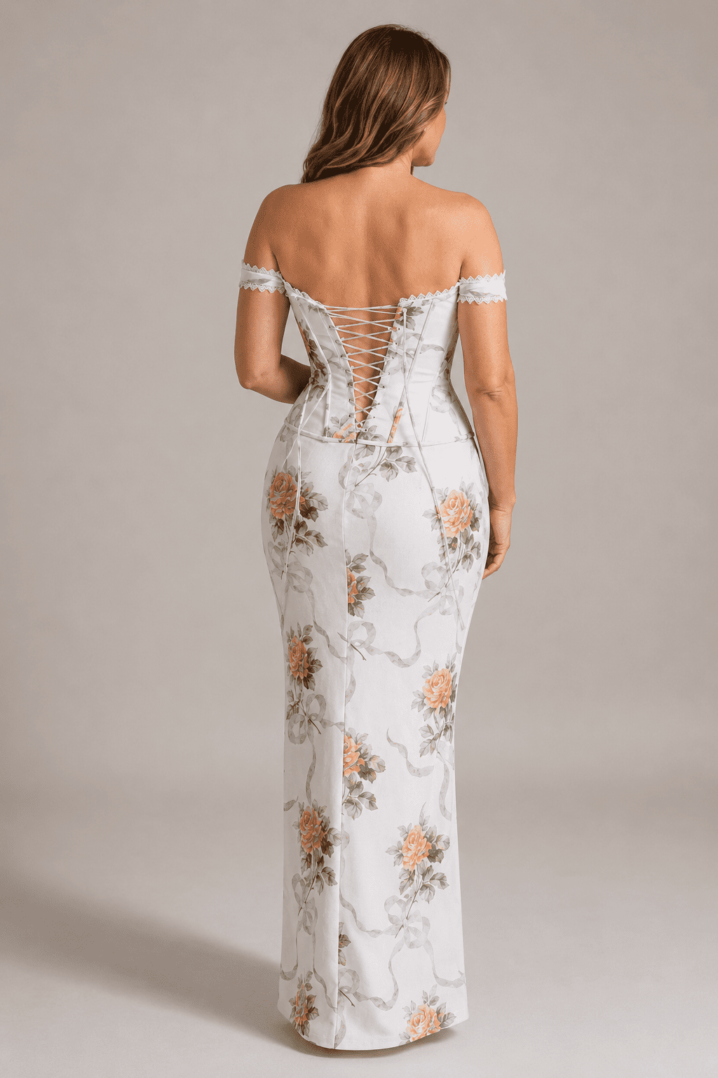 Robe Longue de Soirée Corsetée-Imprimé Floral – Image 3