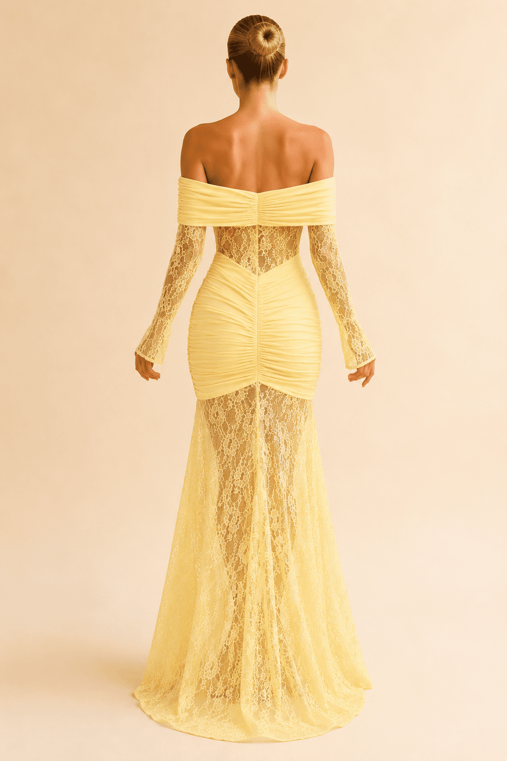 Robe Longue de Soirée Sirène Bustier Jaune – Image 4