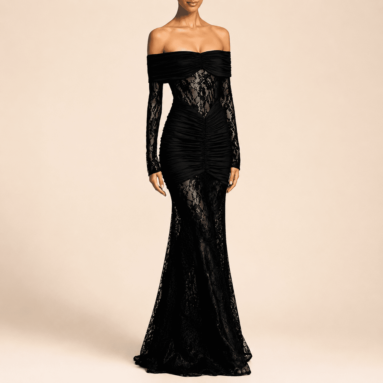 Robe Longue de soirée Sirène Bustier Noir – Image 2