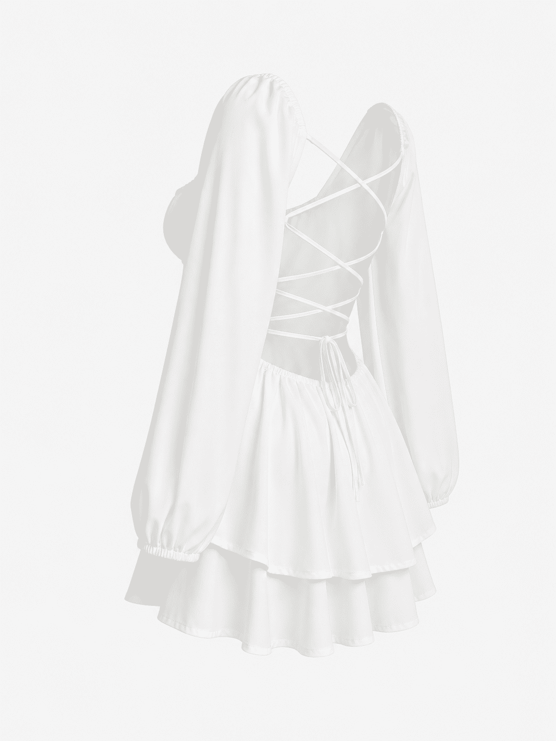 Robe Mini Blanche Bustier Patineuse à Manches – Image 5