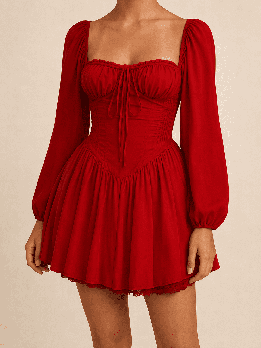 Robe Mini Rouge Coquette Bustier Corset – Image 2