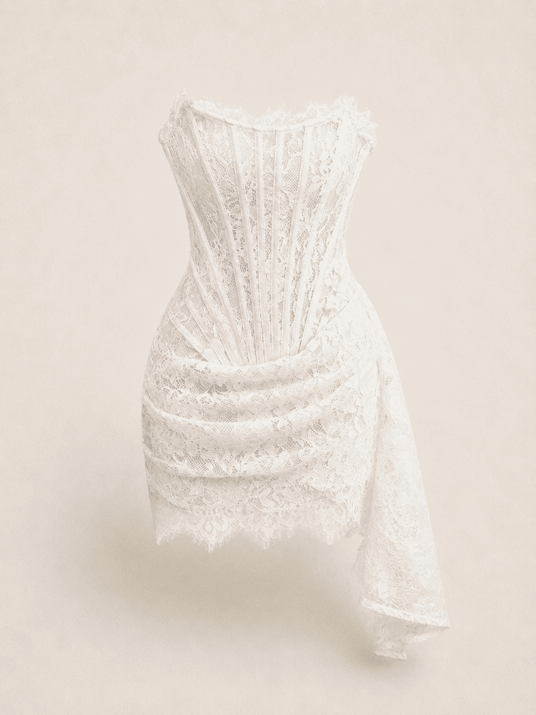 Robe Corset Mini en Dentelle Blanche – Image 3
