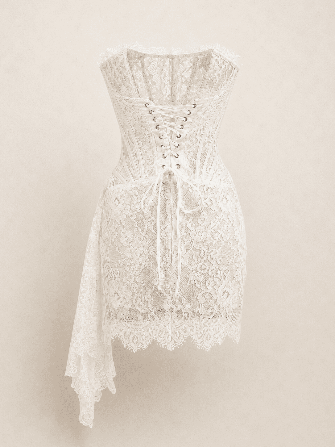 Robe Corset Mini en Dentelle Blanche – Image 4