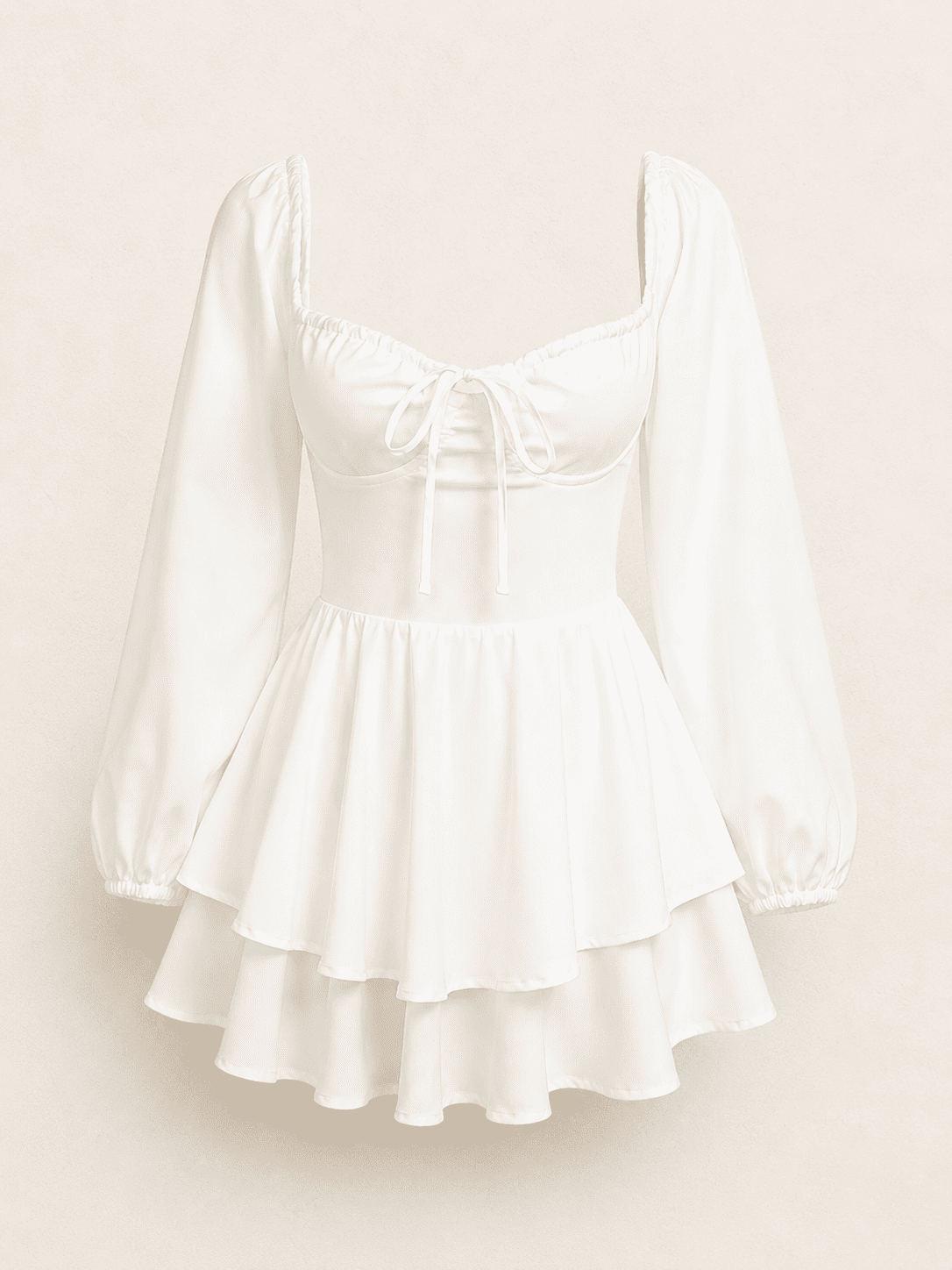 Robe Mini Blanche Bustier Patineuse à Manches – Image 4
