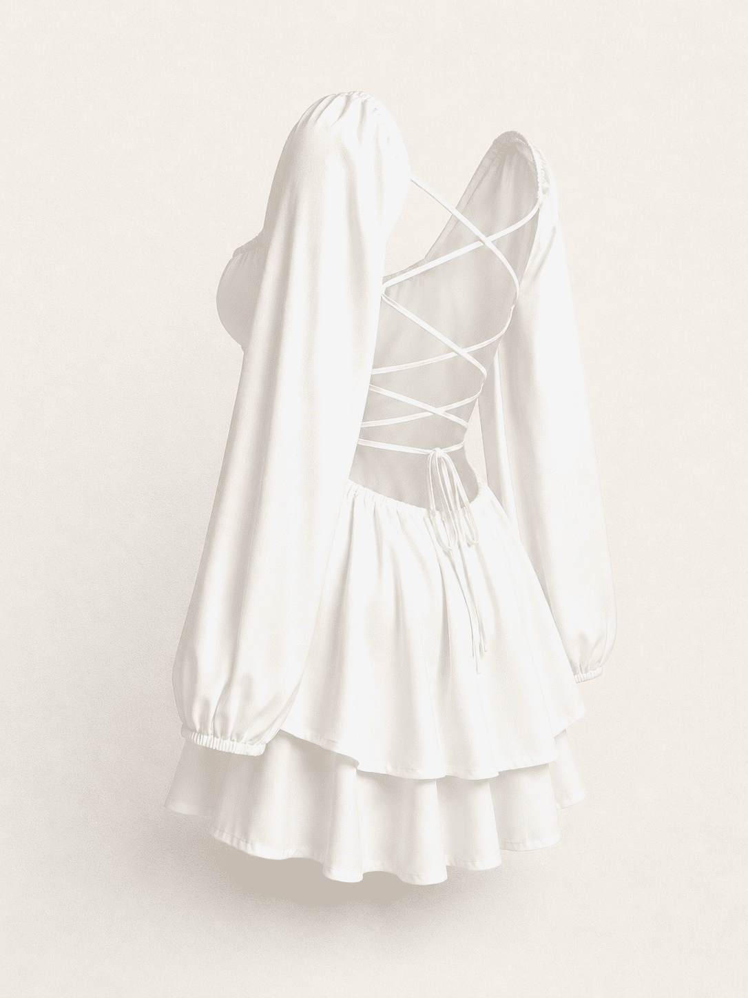 Robe Mini Blanche Bustier Patineuse à Manches – Image 5