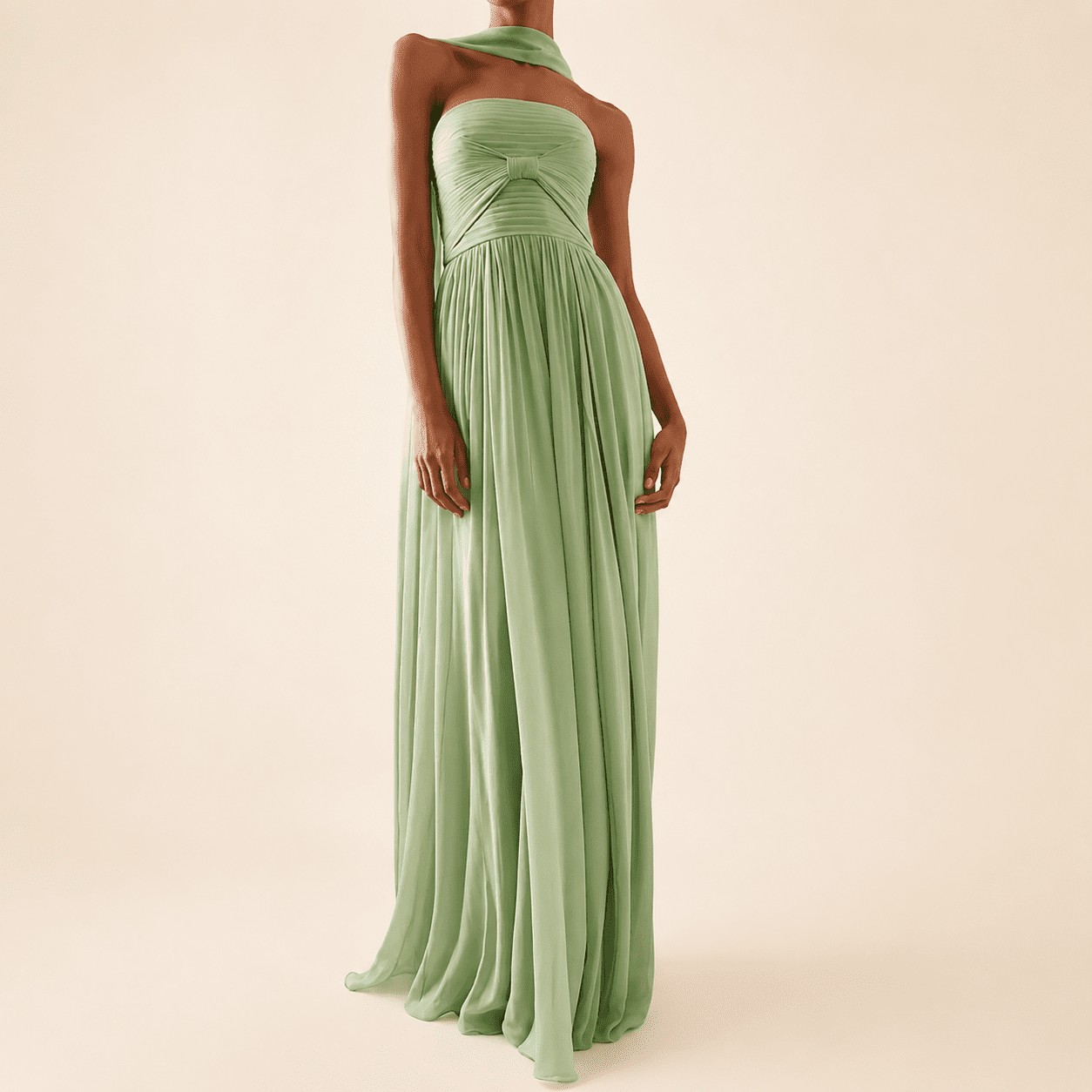 Robe de Soirée Trapèze Bustier Vert Menthe – Image 2