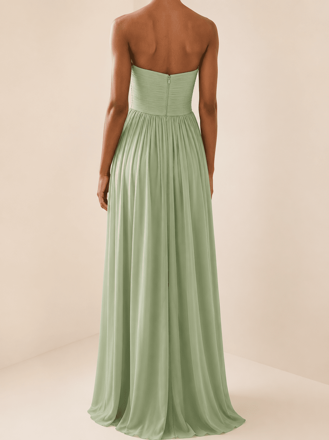 Robe de Soirée Trapèze Bustier Vert Menthe – Image 4