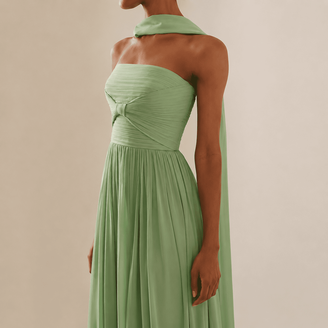 Robe de Soirée Trapèze Bustier Vert Menthe – Image 3