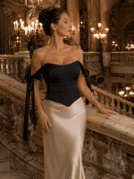 Top Corset Satiné Noir-Style Coquette