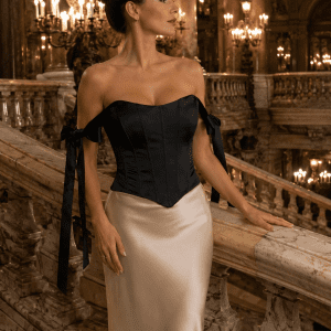 Top Corset Satiné Noir-Style Coquette